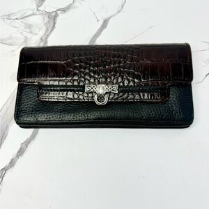 Brighton Black Brown Leather Full Size Wallet